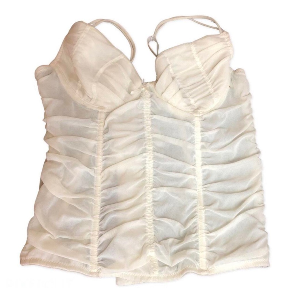 Vintage 90s / Y2K fairytale white ruched corset bustier size m/l
